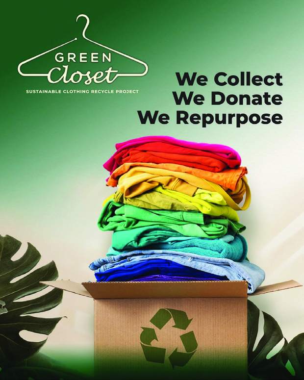 Green Closet graphic: we collect, we donate, we repurpose
