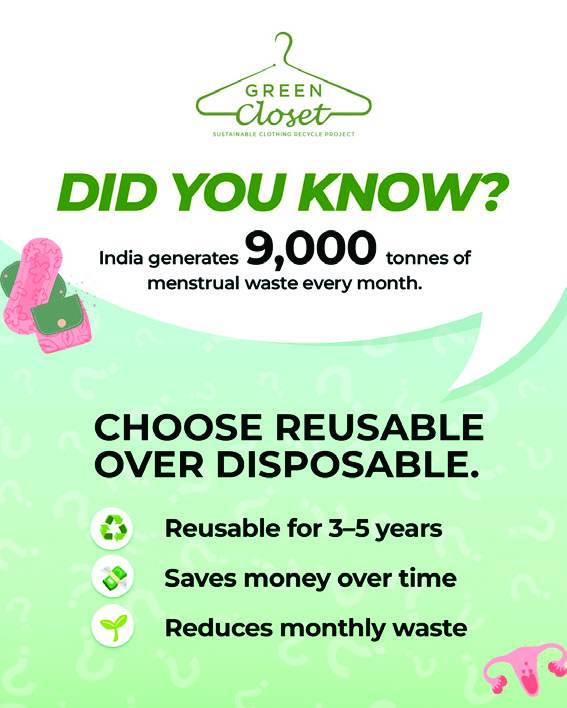Green Closet graphic: India generates 9,000 tonnes of menstrual waste a month — choose reusable over disposable